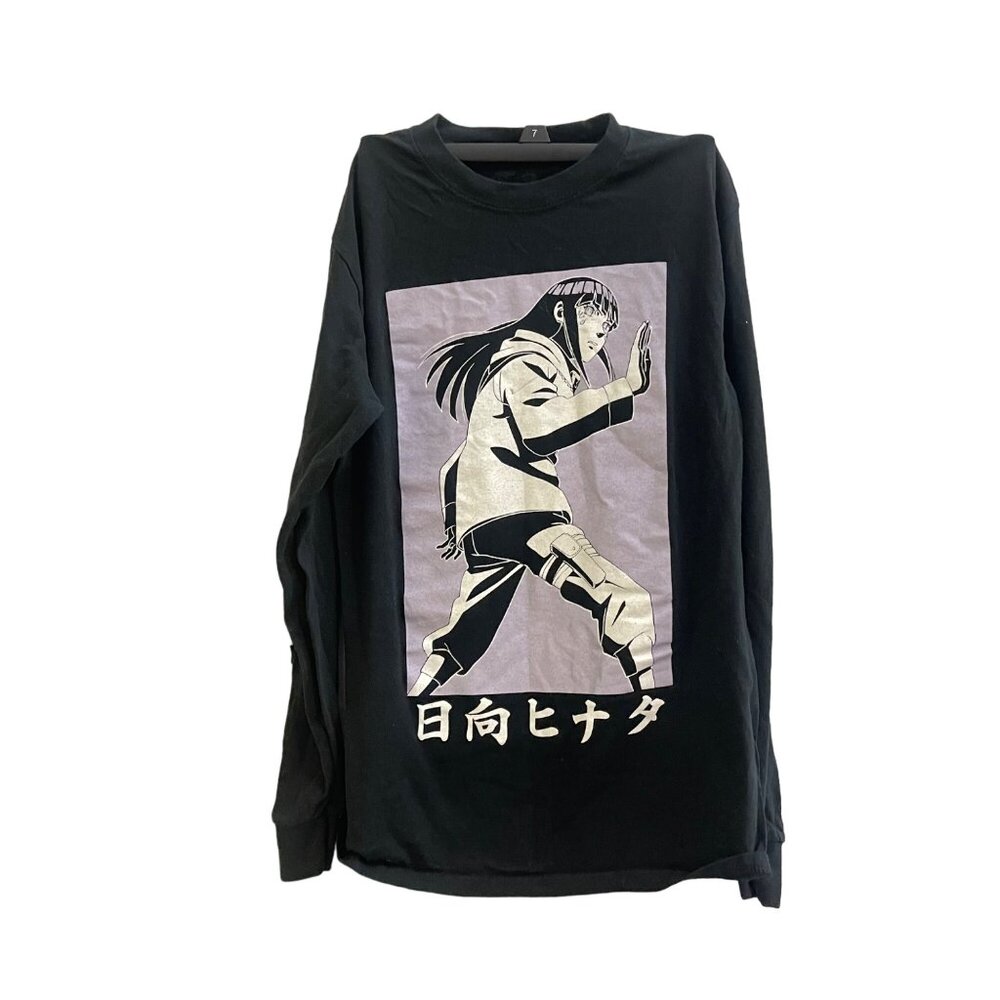 Naruto Shippuden Hinata Ripple Junction Long Sleeve Black Graphic T-Shirt